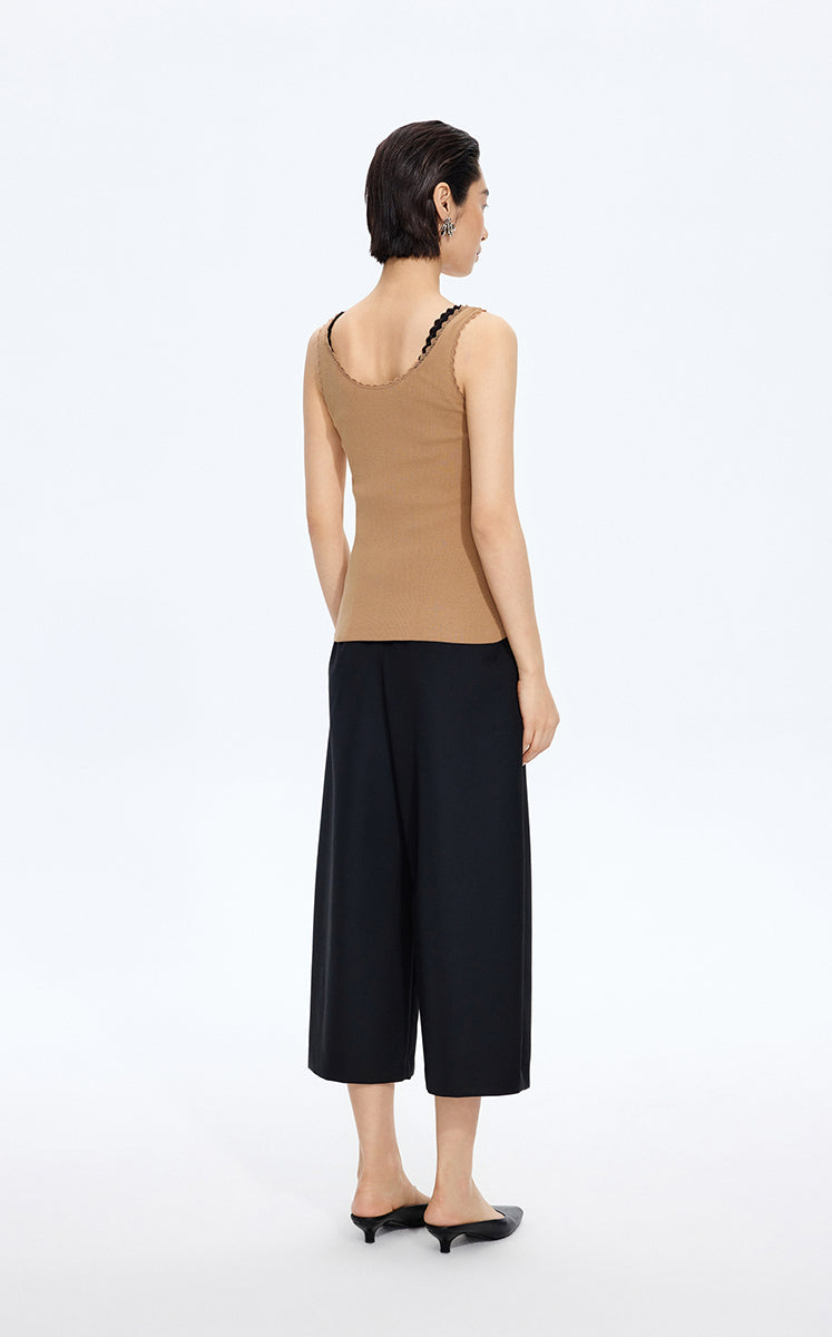 Tank Top / JNBY Lace Trim Cotton Knit Camisole