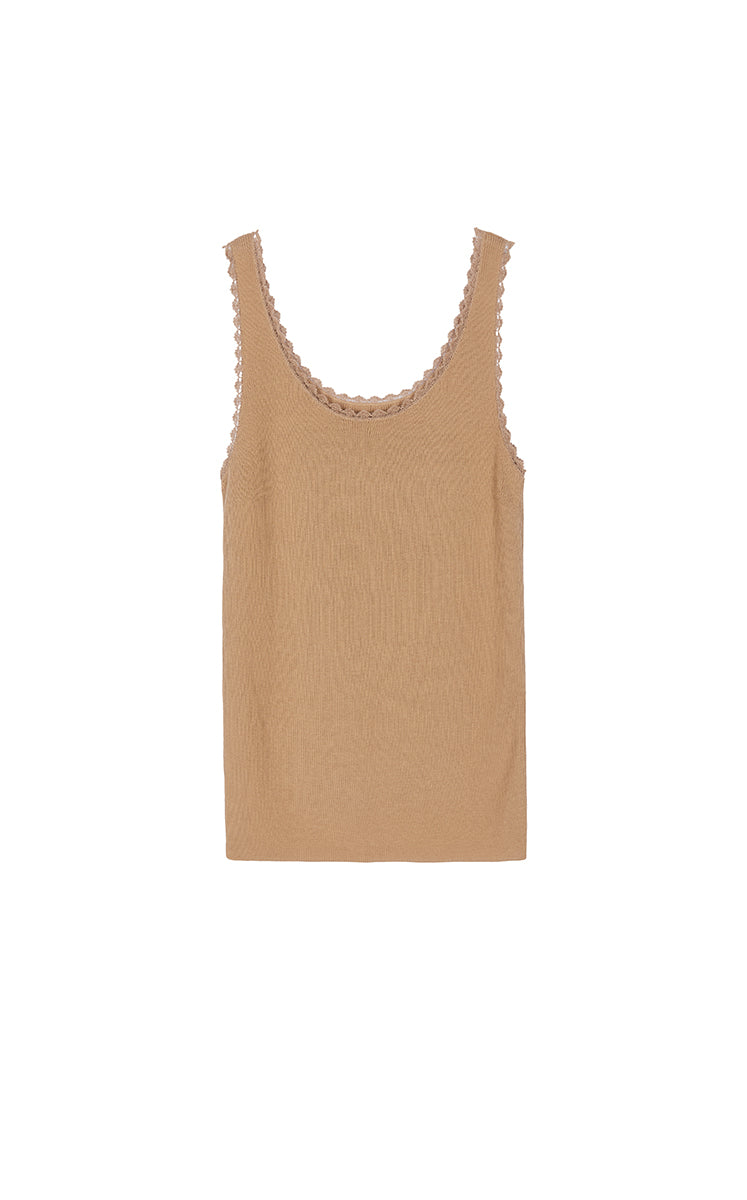 Tank Top / JNBY Lace Trim Cotton Knit Camisole
