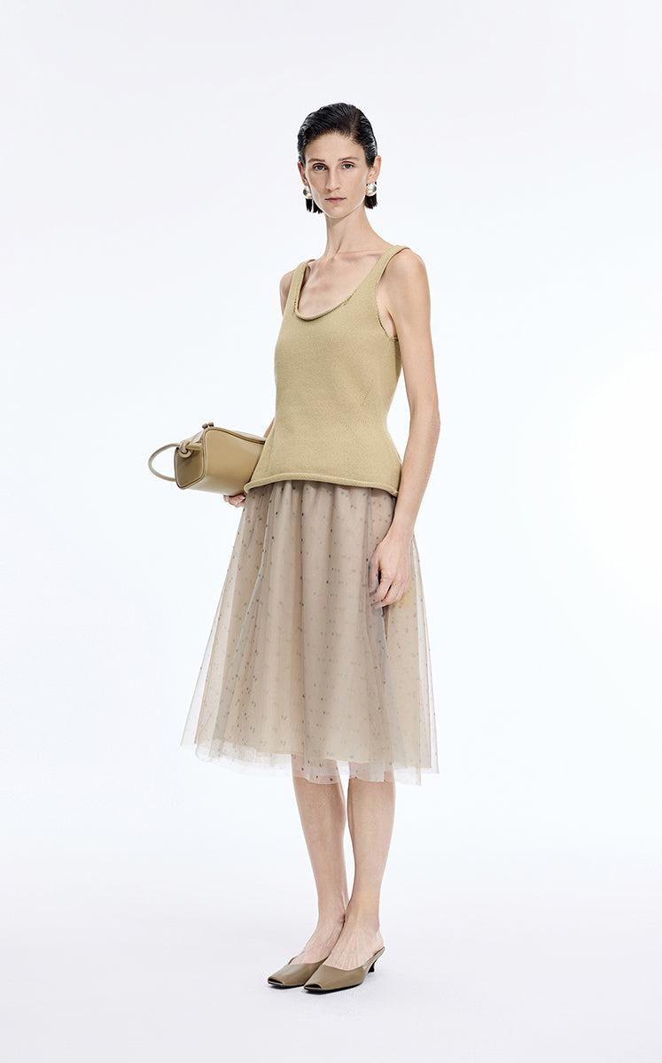 Tank Top / JNBY Sculpted Knit Cotton Tank