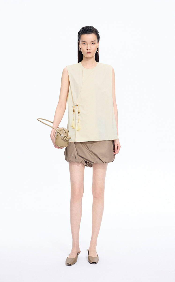Top / JNBY Cotton Frog-Button Sleeveless Top