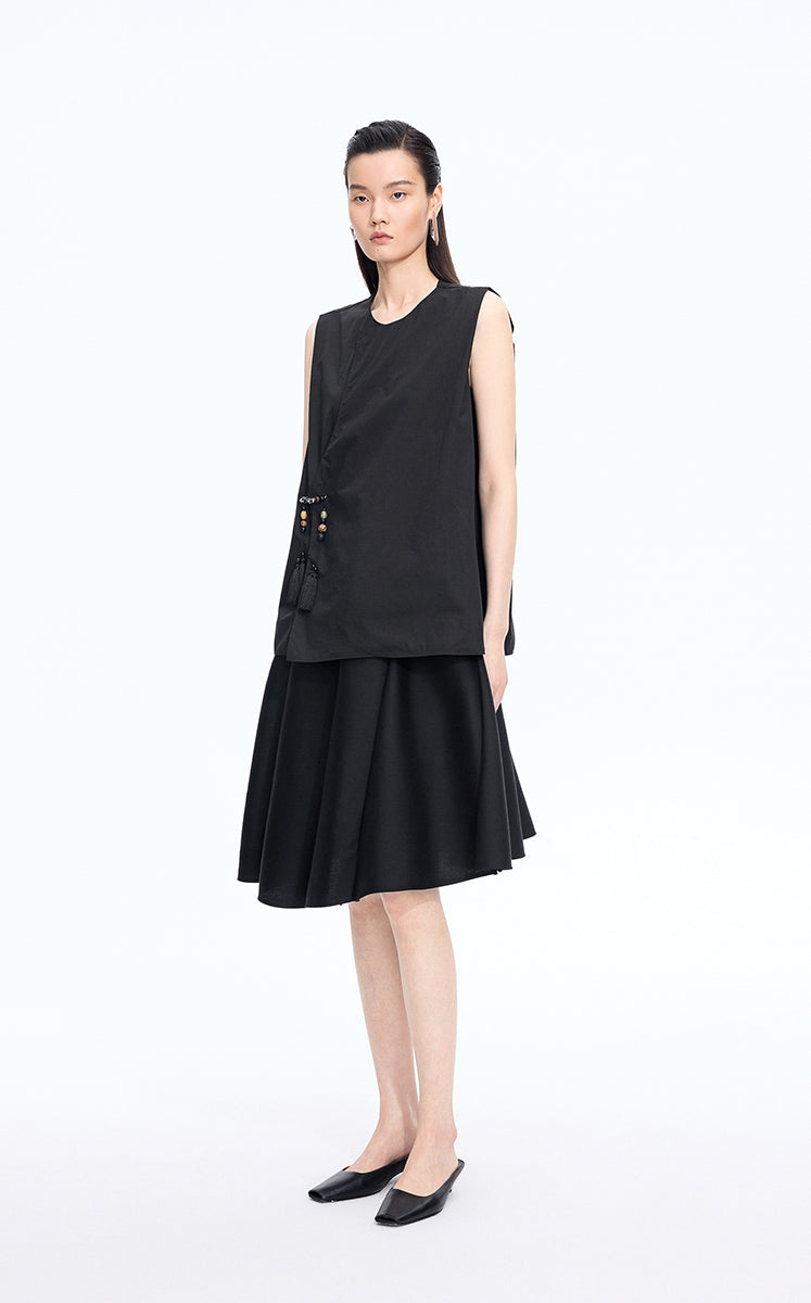 Top / JNBY Cotton Frog-Button Sleeveless Top