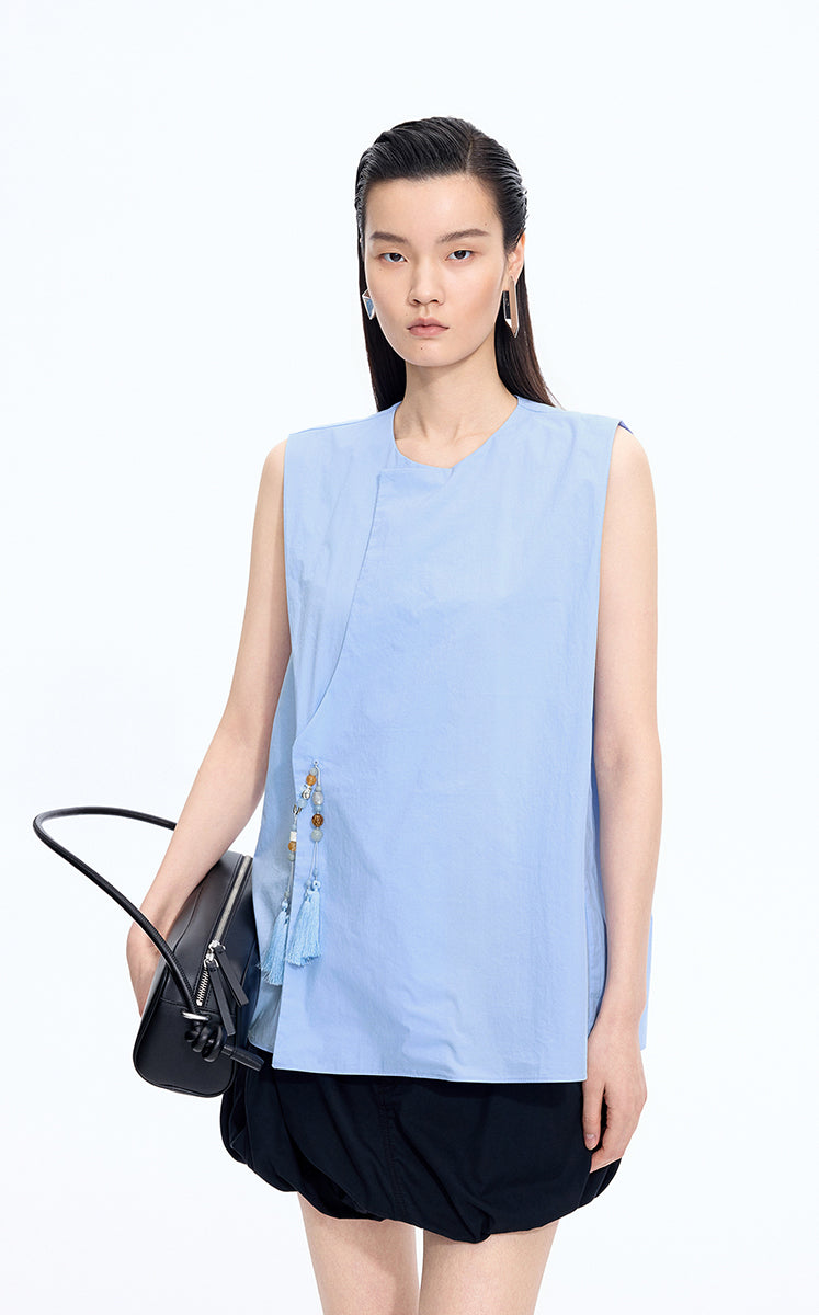 Top / JNBY Cotton Frog-Button Sleeveless Top
