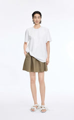 Top / JNBY Cotton Poplin Pleated Hem Short Sleeve Shirt