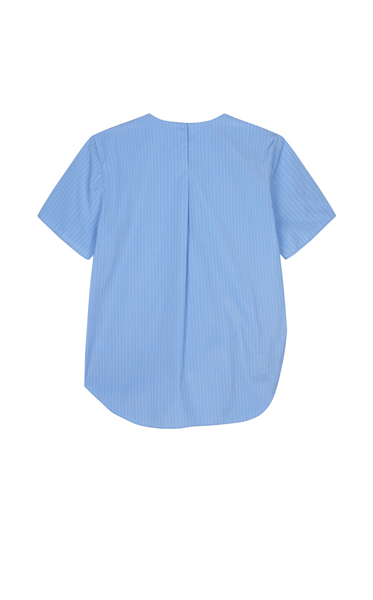 Top / JNBY Cotton Poplin Pleated Hem Short Sleeve Shirt