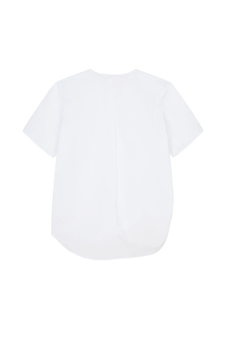 Top / JNBY Cotton Poplin Pleated Hem Short Sleeve Shirt