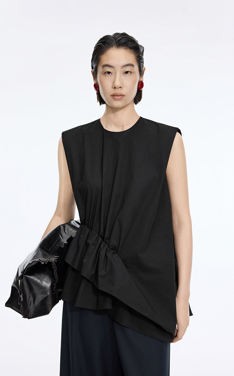 Top / JNBY Cotton Poplin Sleeveless Cinched Top