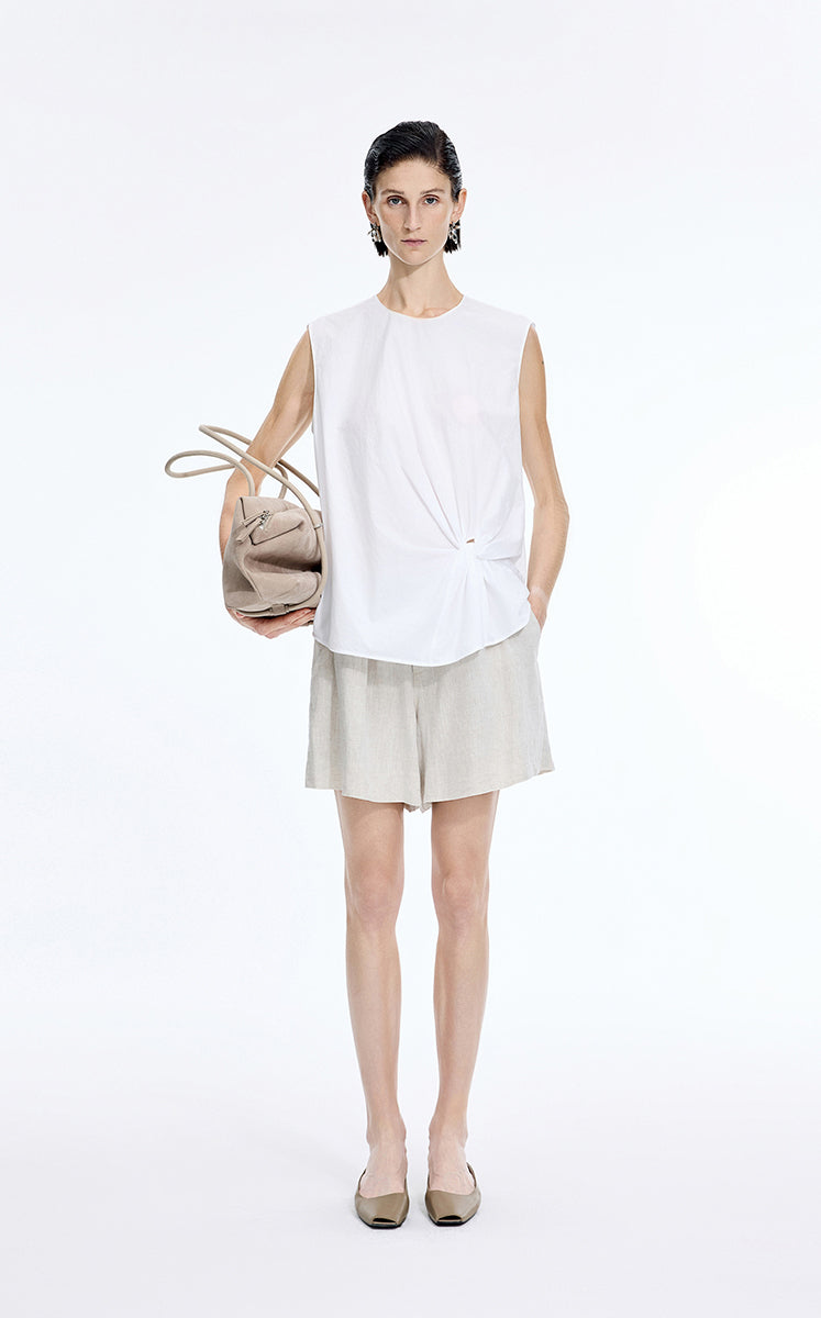 Top / JNBY Gathered Cotton Sleeveless Top
