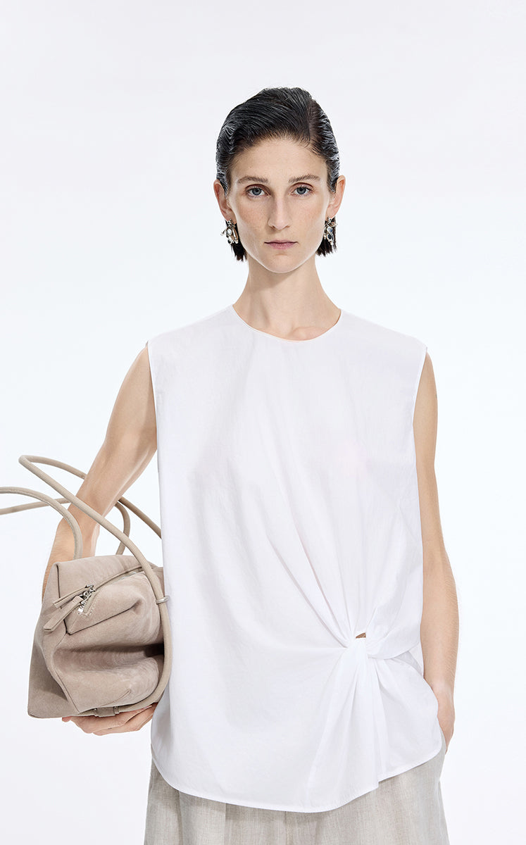 Top / JNBY Gathered Cotton Sleeveless Top