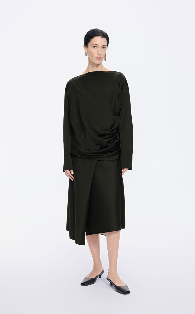 Top / JNBY Off-Shoulder Silk-Blend Deconstructed Top