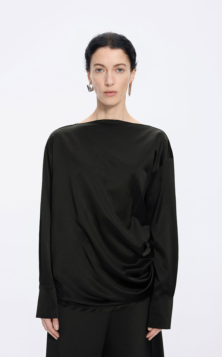 Top / JNBY Off-Shoulder Silk-Blend Deconstructed Top