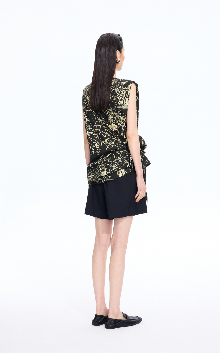 Top / JNBY Printed Cotton Sleeveless Structured Top