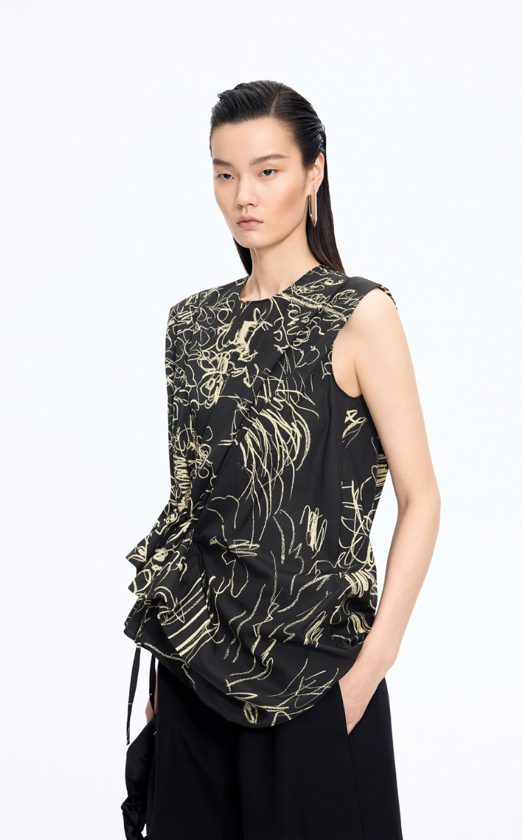 Top / JNBY Printed Cotton Sleeveless Structured Top