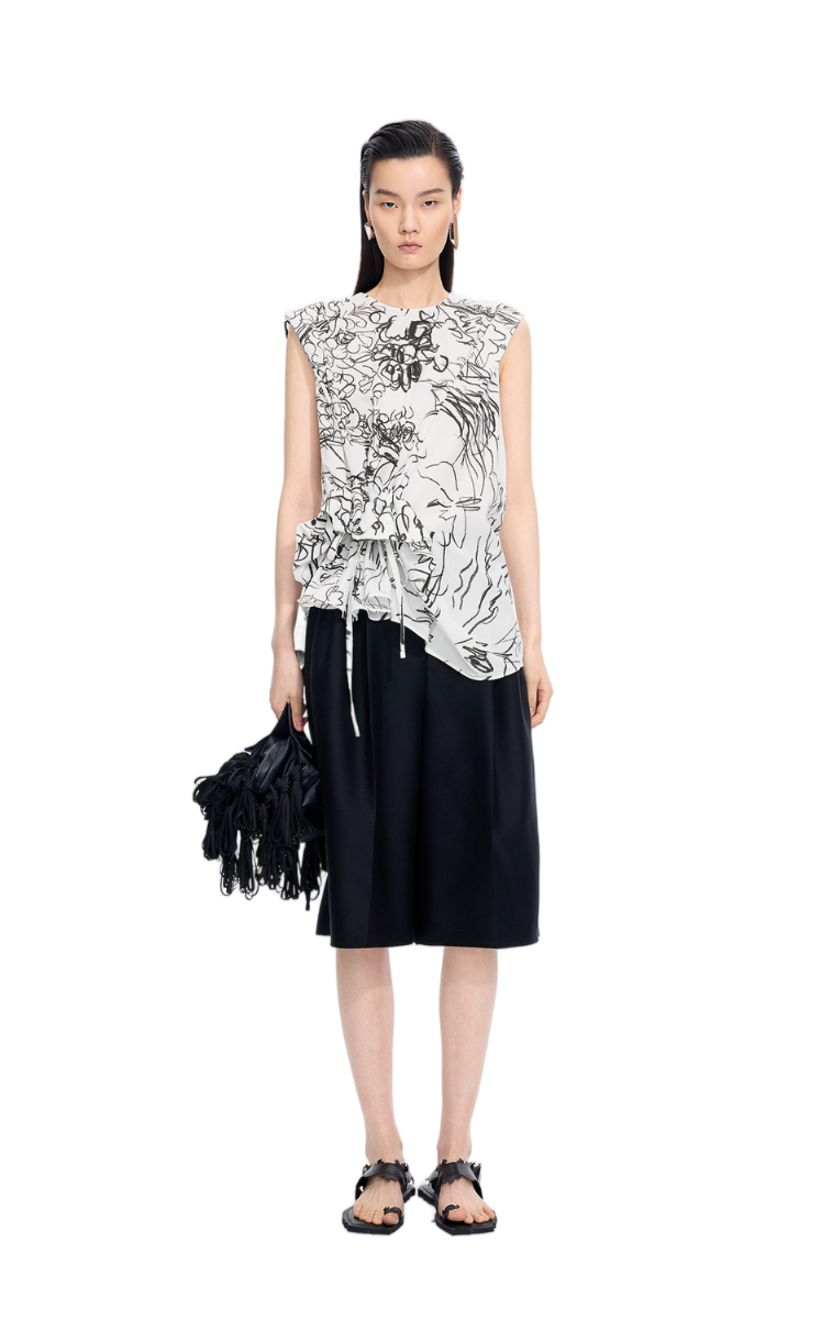 Top / JNBY Printed Cotton Sleeveless Structured Top
