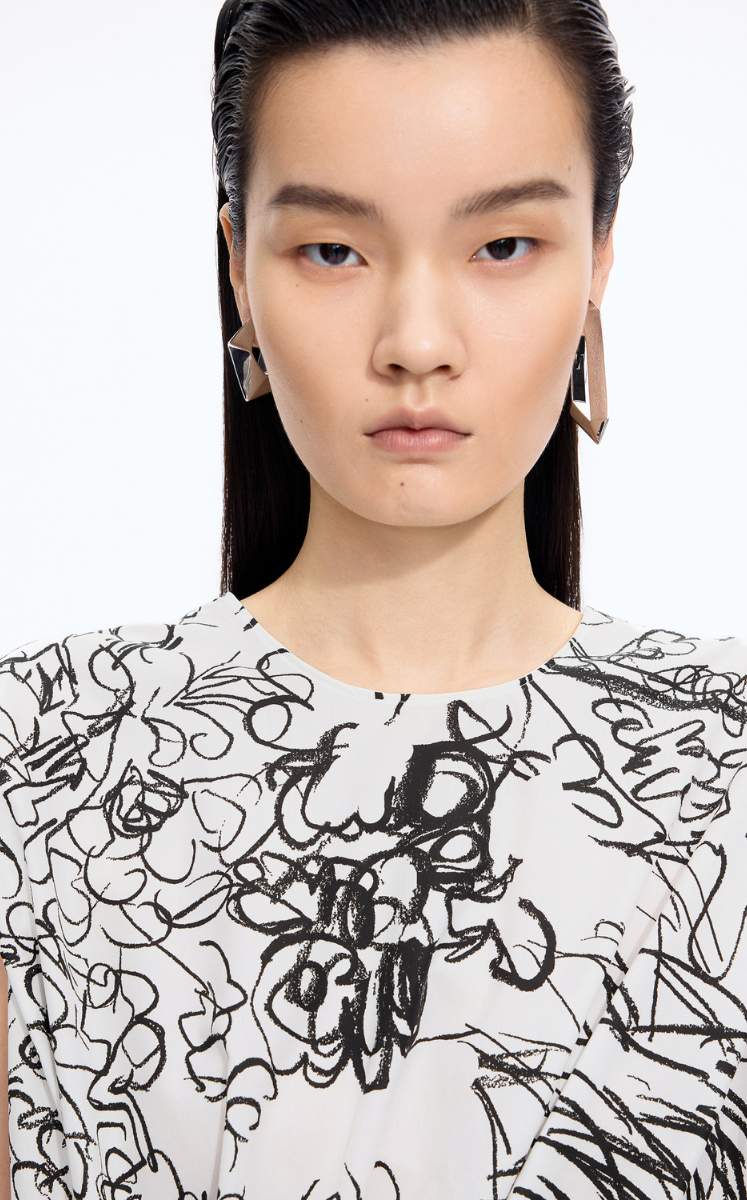 Top / JNBY Printed Cotton Sleeveless Structured Top