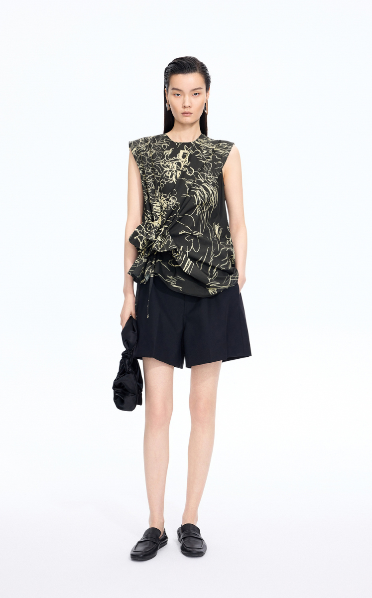 Top / JNBY Printed Cotton Sleeveless Structured Top