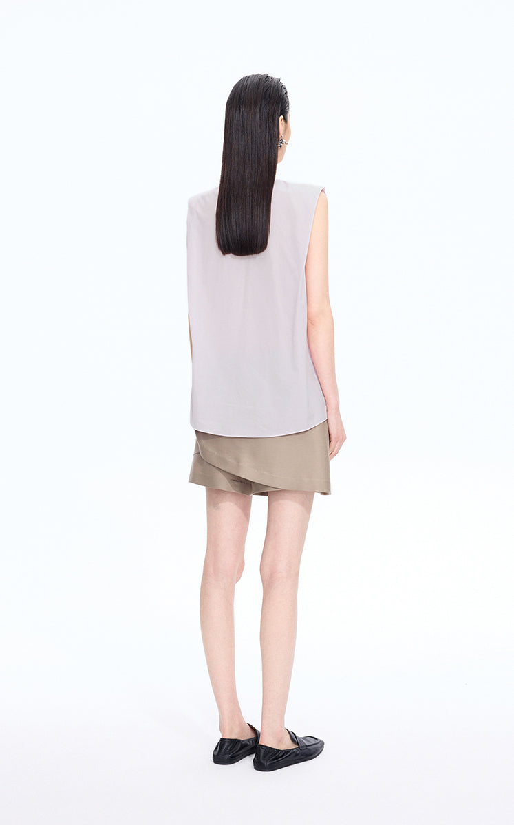 Top / JNBY Ruched Cotton Poplin Sleeveless Top