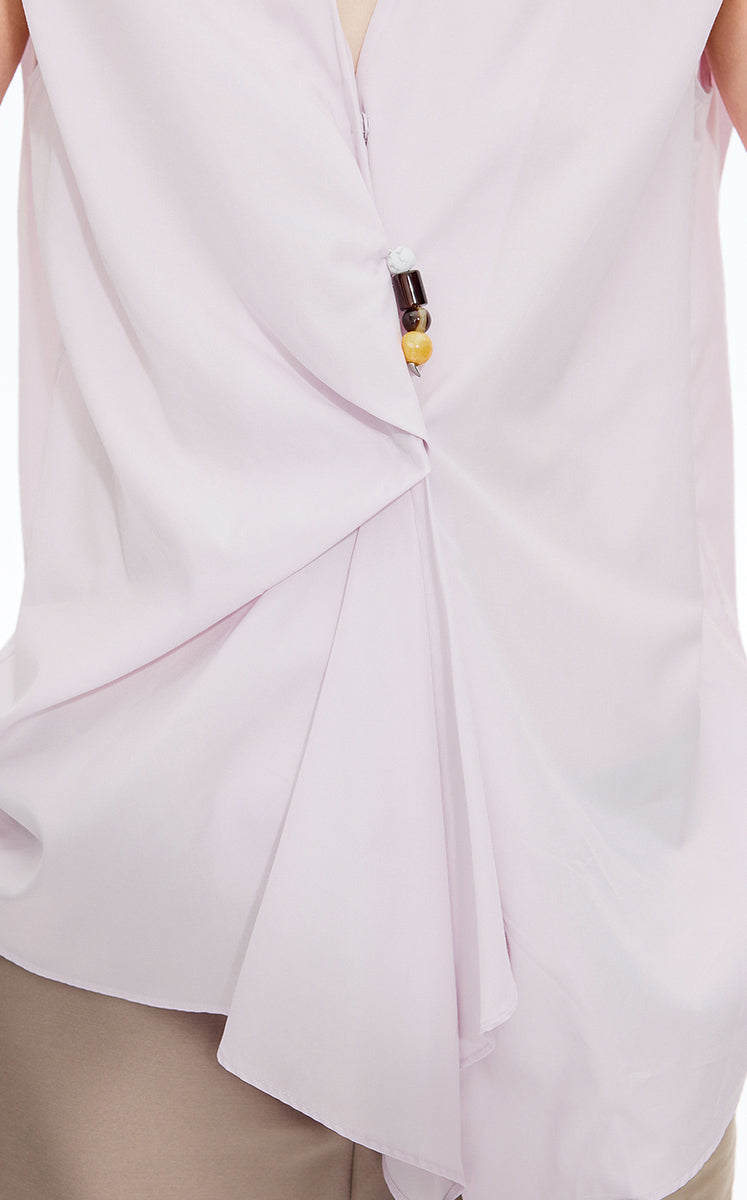 Top / JNBY Ruched Cotton Poplin Sleeveless Top