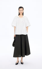Top / JNBY Stretch Cotton Poplin V-Neck Shirt