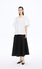 Top / JNBY Stretch Cotton Poplin V-Neck Shirt