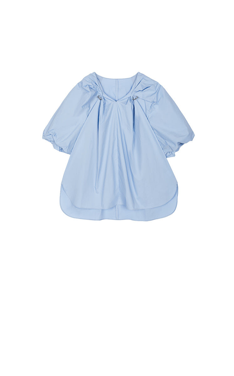 Top / JNBY Stretch Cotton Poplin V-Neck Shirt