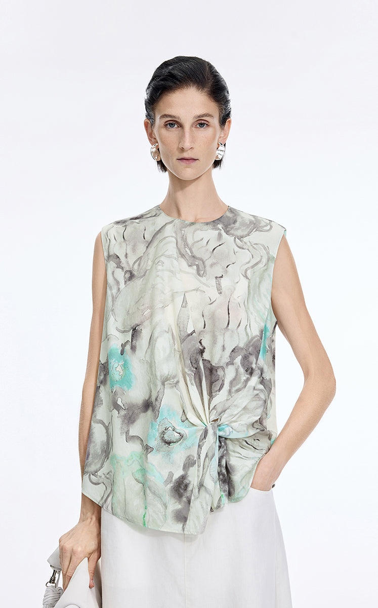 Top / JNBY Watercolor Floral Sleeveless Top