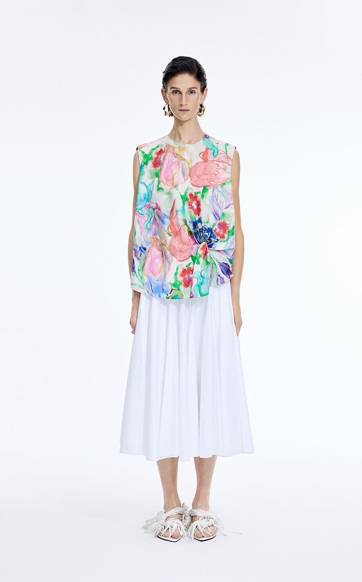 Top / JNBY Watercolor Floral Sleeveless Top