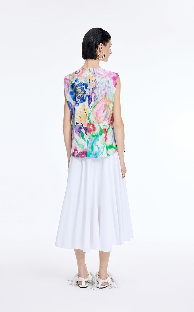 Top / JNBY Watercolor Floral Sleeveless Top