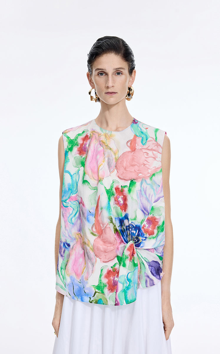 Top / JNBY Watercolor Floral Sleeveless Top