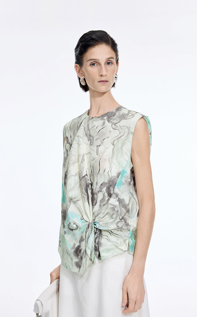 Top / JNBY Watercolor Floral Sleeveless Top