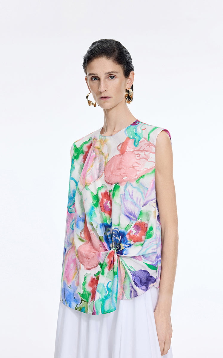 Top / JNBY Watercolor Floral Sleeveless Top