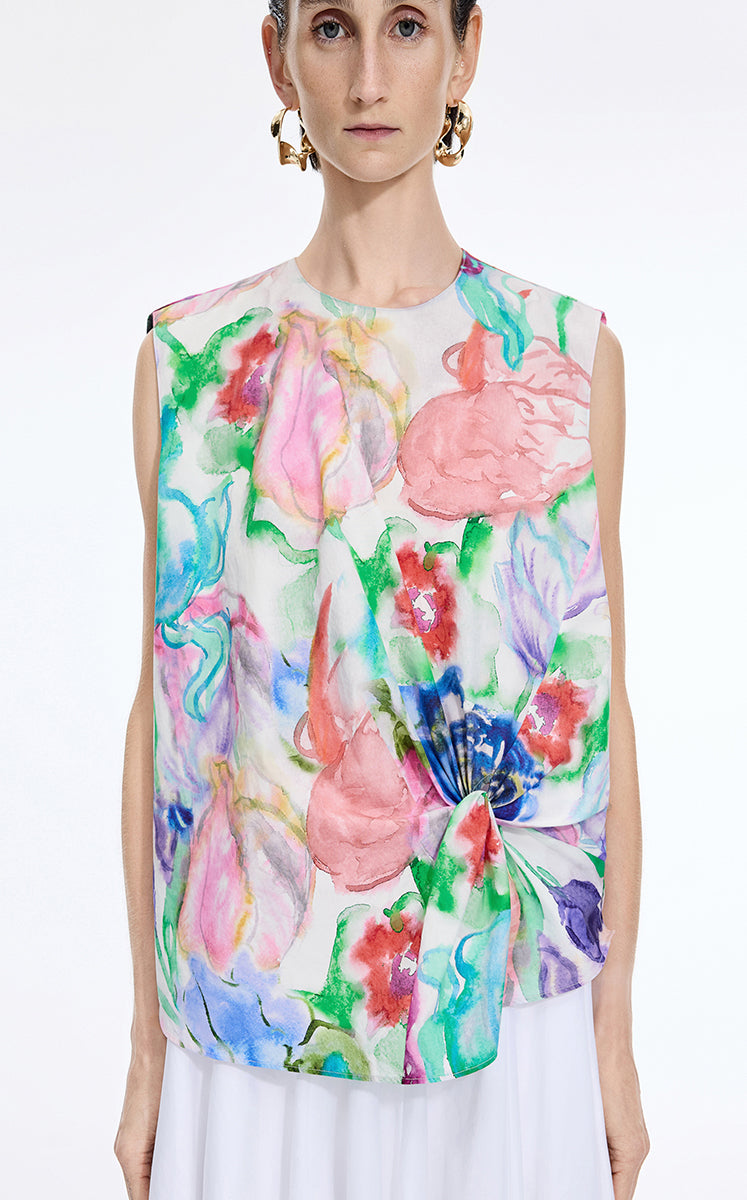 Top / JNBY Watercolor Floral Sleeveless Top