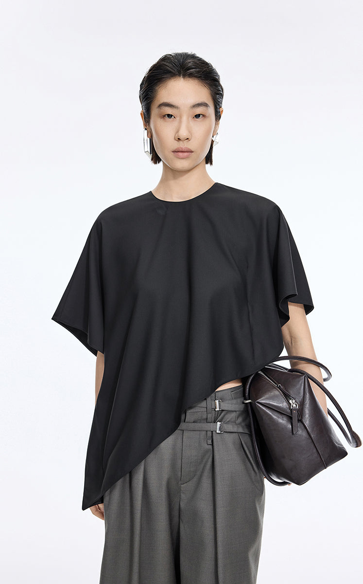 Top / JNBY Wool Cape-Style Short Sleeve Top