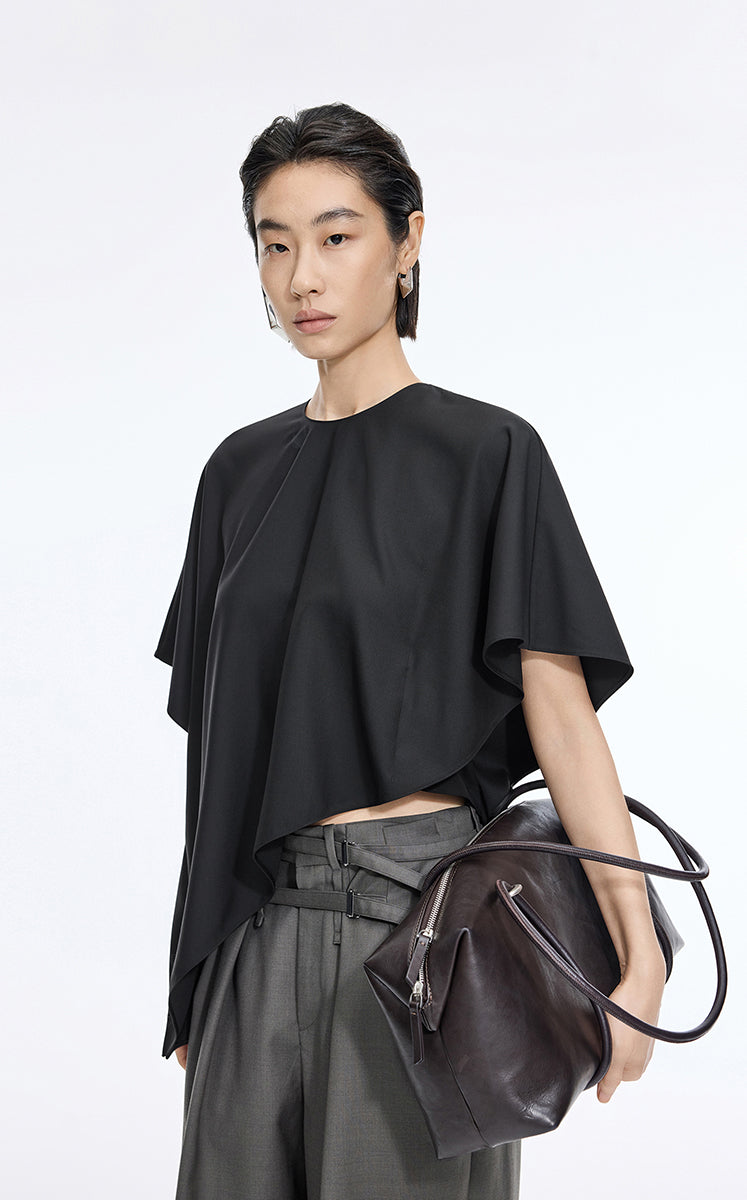 Top / JNBY Wool Cape-Style Short Sleeve Top
