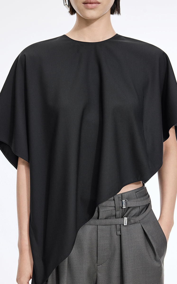 Top / JNBY Wool Cape-Style Short Sleeve Top