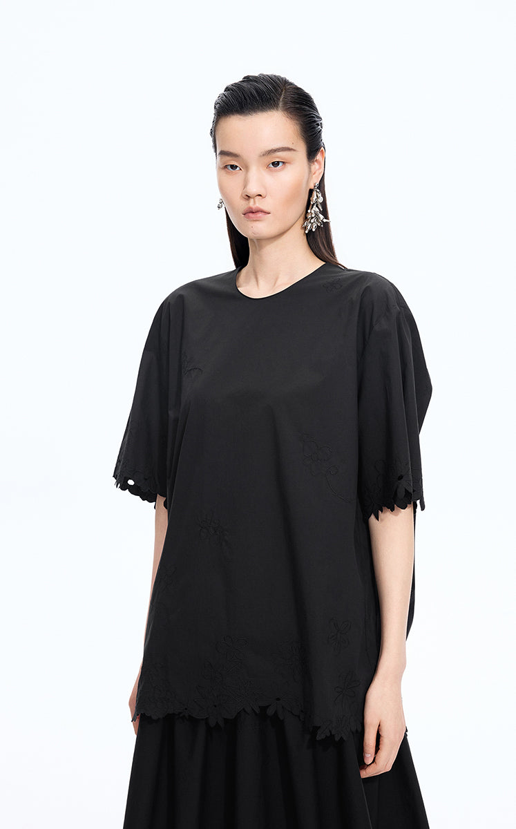 Top / JNBY Oversized Embroidered Cotton T-Shirt