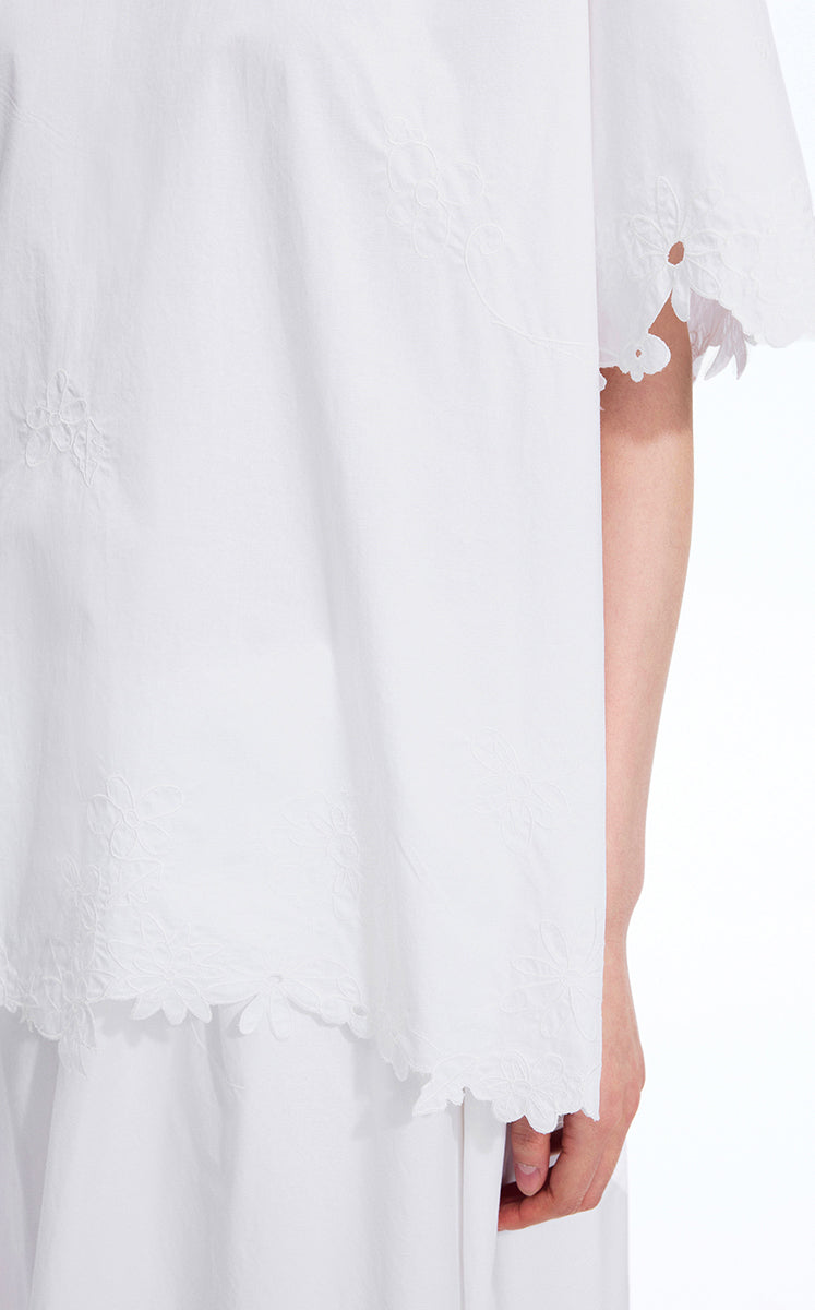 Top / JNBY Oversized Embroidered Cotton T-Shirt