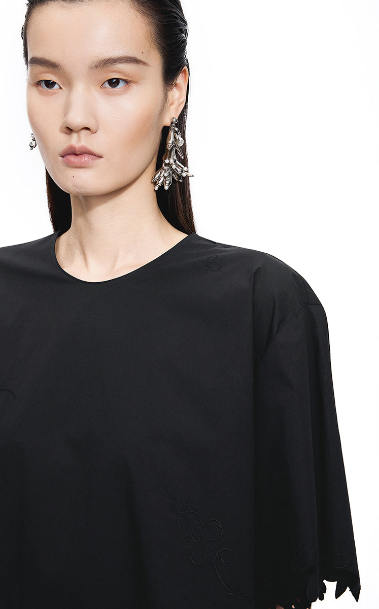 Top / JNBY Oversized Embroidered Cotton T-Shirt