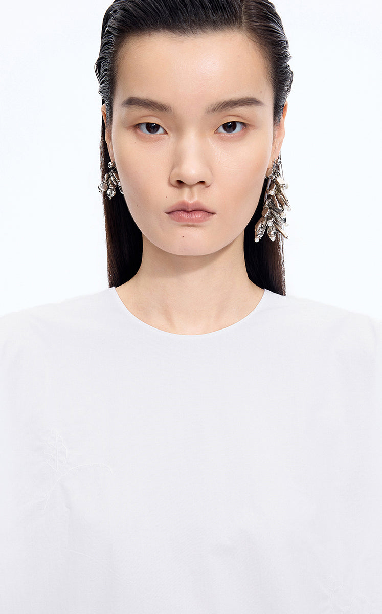 Top / JNBY Oversized Embroidered Cotton T-Shirt