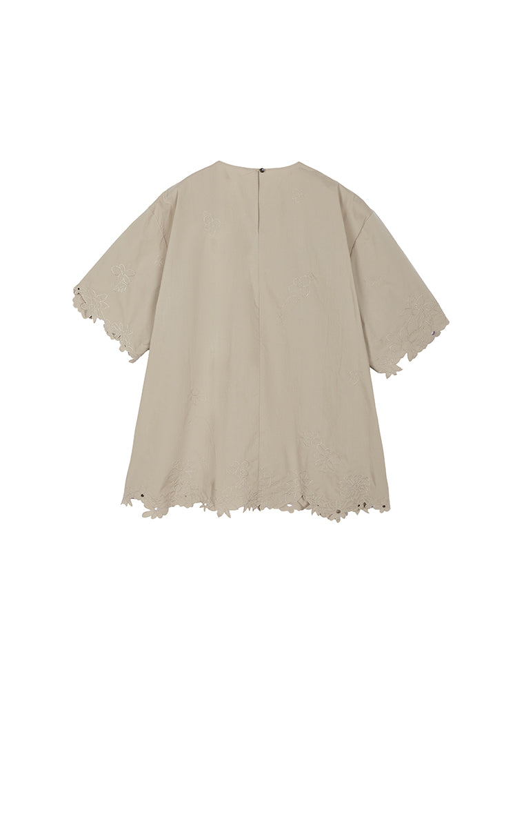 Top / JNBY Oversized Embroidered Cotton T-Shirt