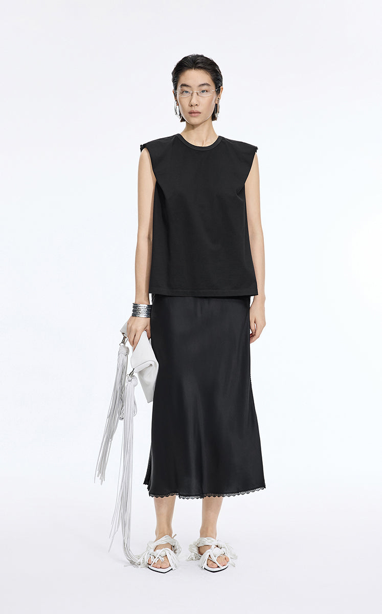Top / JNBY Textured Polka Dot Cotton Sleeveless Top