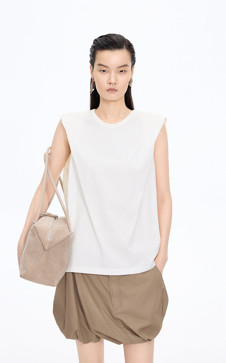 Top / JNBY Textured Polka Dot Cotton Sleeveless Top