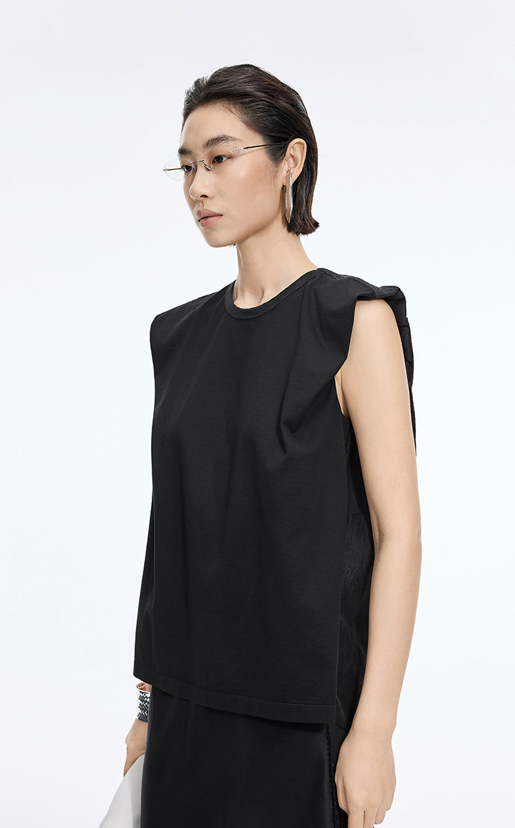 Top / JNBY Textured Polka Dot Cotton Sleeveless Top