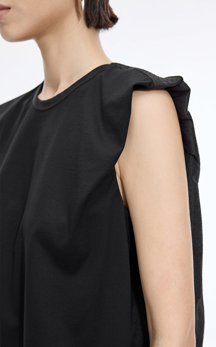 Top / JNBY Textured Polka Dot Cotton Sleeveless Top
