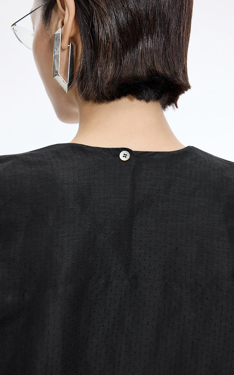 Top / JNBY Textured Polka Dot Cotton Sleeveless Top
