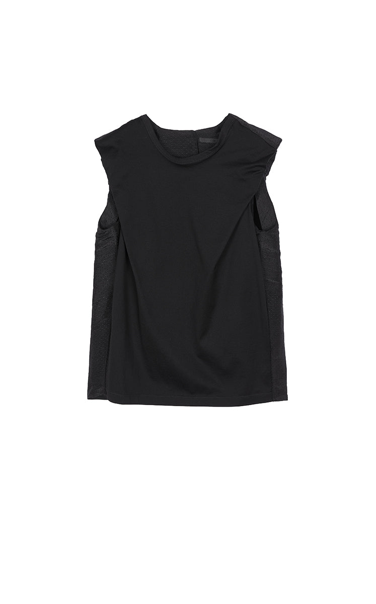 Top / JNBY Textured Polka Dot Cotton Sleeveless Top