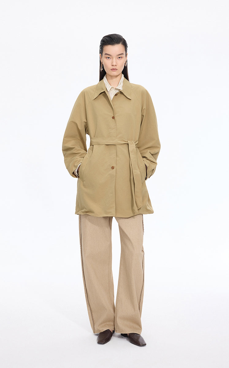 Trench Coat / JNBY Relaxed H-Shaped Raglan Sleeve Trench Coat