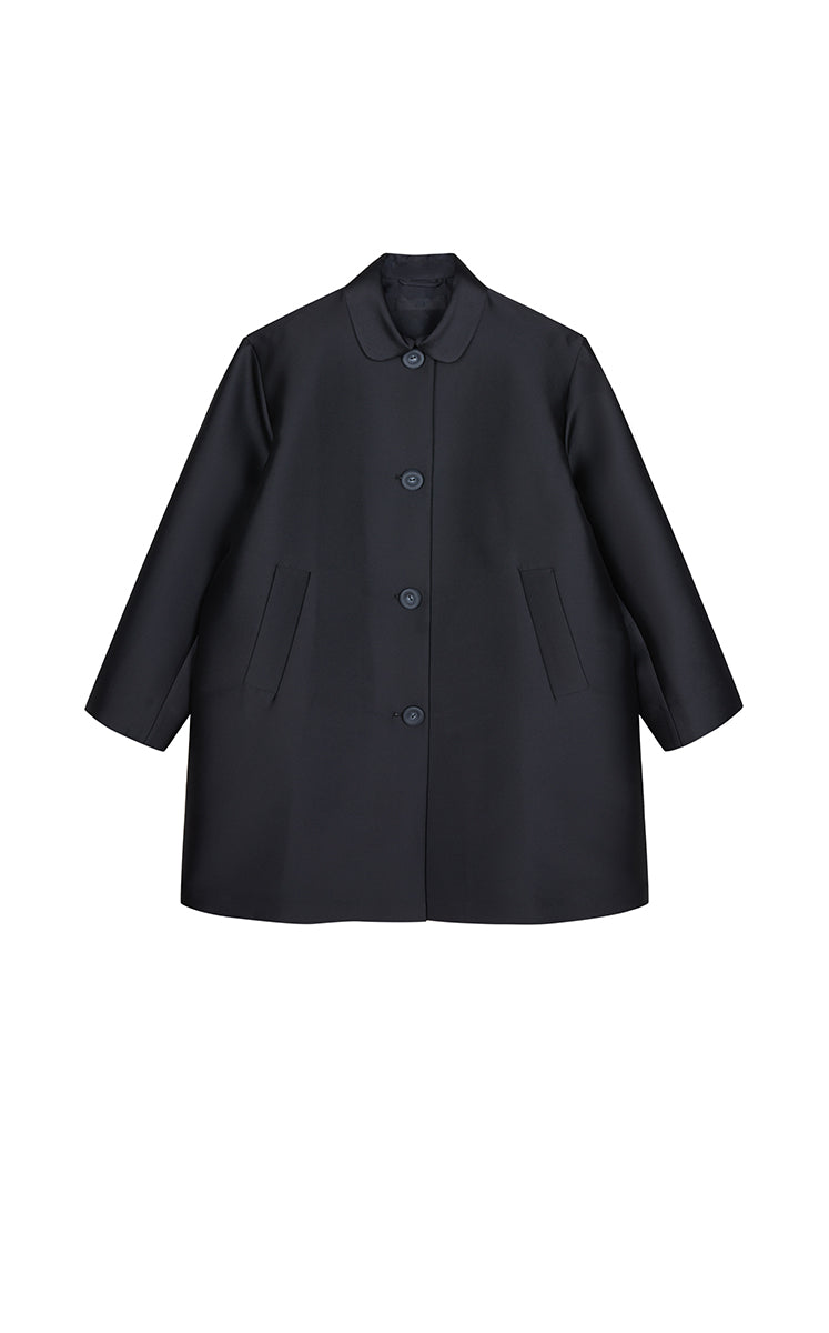 Trench Coat / JNBY Silk-Blend Loose Mid-Length Trench Coat