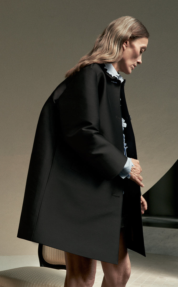 Trench Coat / JNBY Silk-Blend Loose Mid-Length Trench Coat