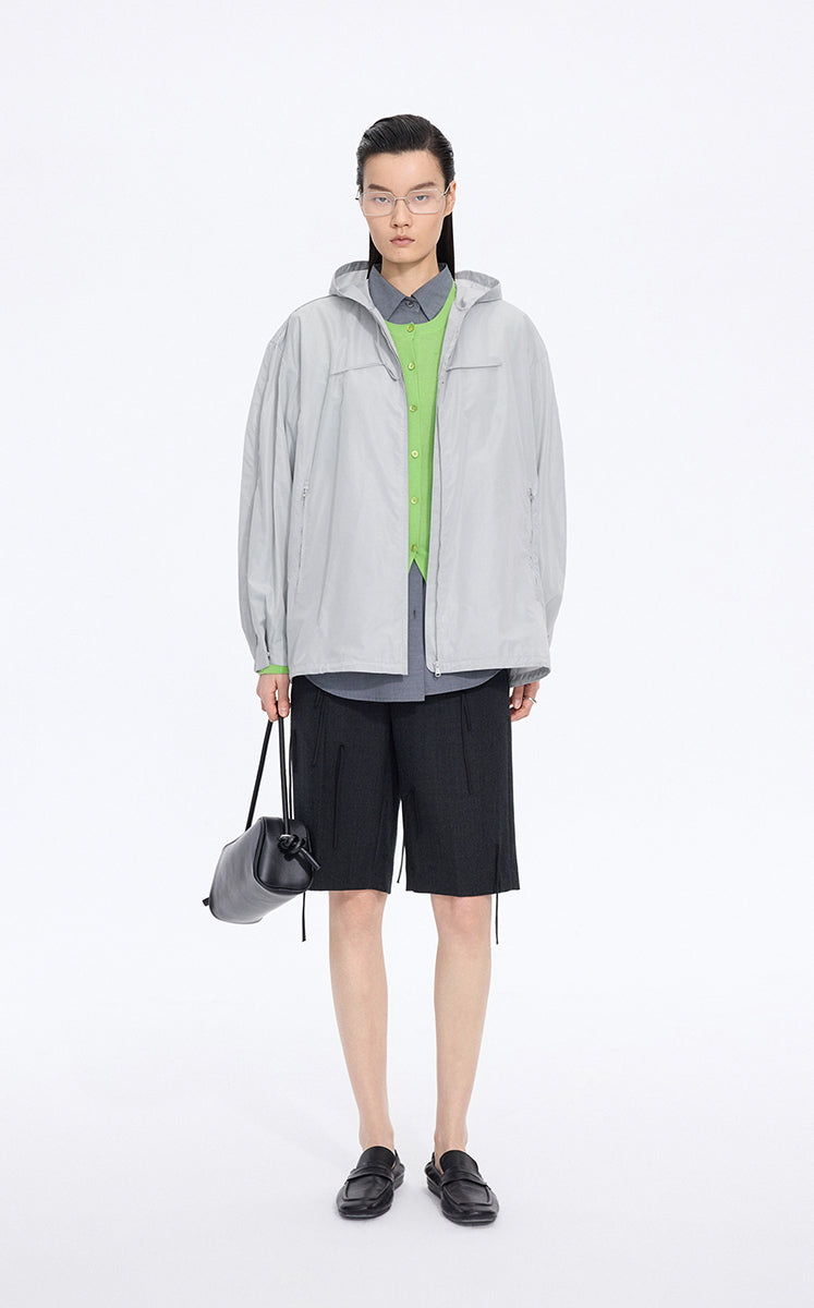 Trench Coat / JNBY Taffeta Oversized Hooded Short Trench