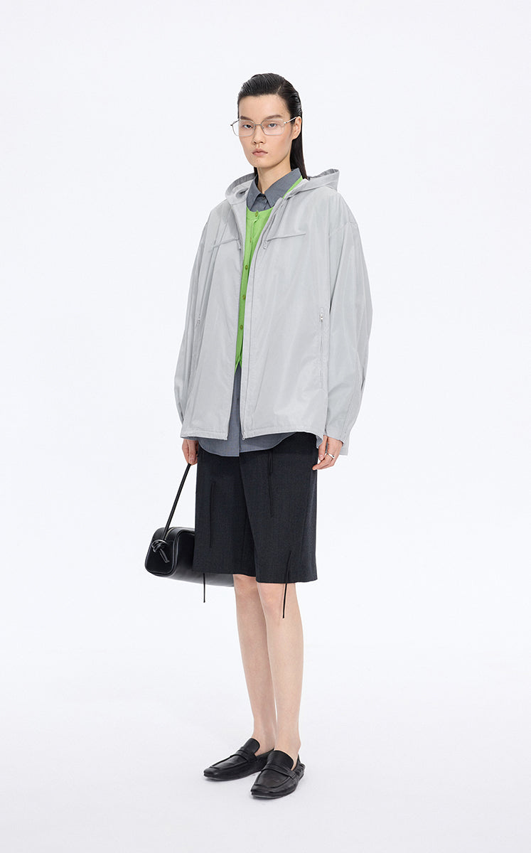 Trench Coat / JNBY Taffeta Oversized Hooded Short Trench